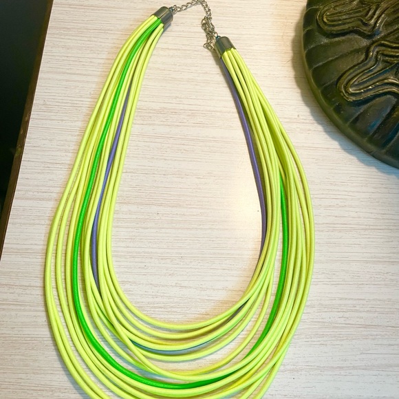 Neon Yellow, Purple, and Green Multi-Strand Necklace - Picture 1 of 1